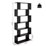 HOMCOM Wooden S Shape Bookcase 6 Shelves Storage Display Home Office